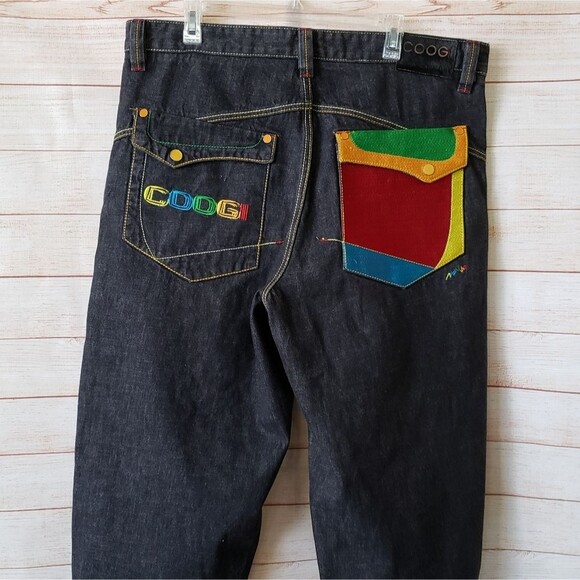 Men's COOGI 100% Cotton Denim Long Shorts Zipper Fly Back Patch Pockets Waist 38 - Picture 7 of 13